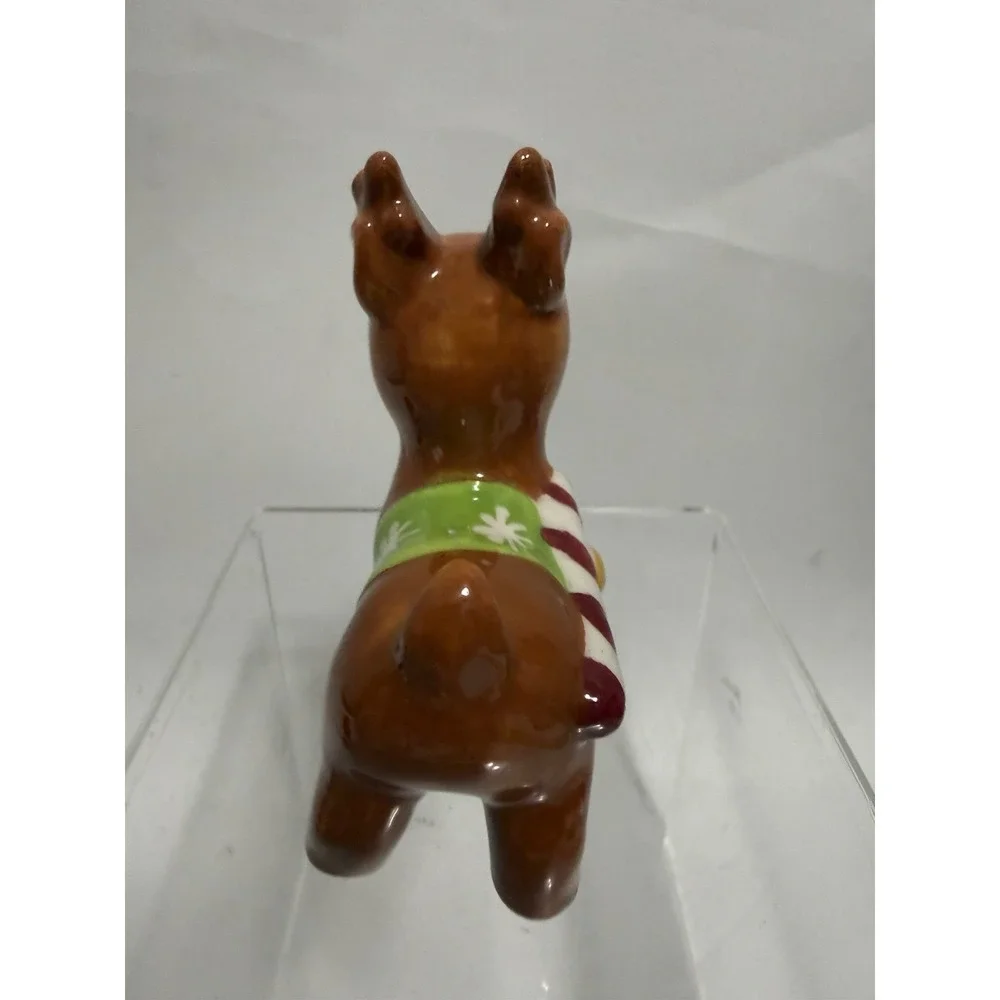 Vintage Christmas Snowman Reindeer Salt Pepper Shakers Ceramic Holiday Set